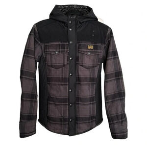 G-STAR Raw Denim Hoodie Jacket Plaid Flannel Casual Western, Size Medium